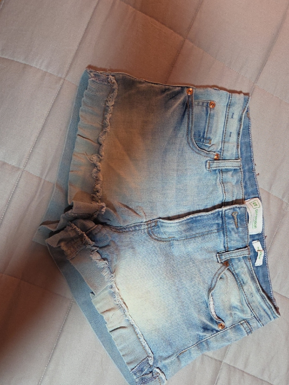GENERATION Y Light Blue Denim Ruffle-Hem Shorts
